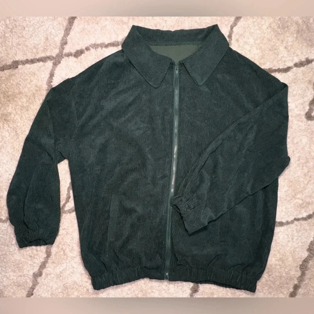 Vintage 80s men’s Green Corduroy bomber jacket, Size Medium